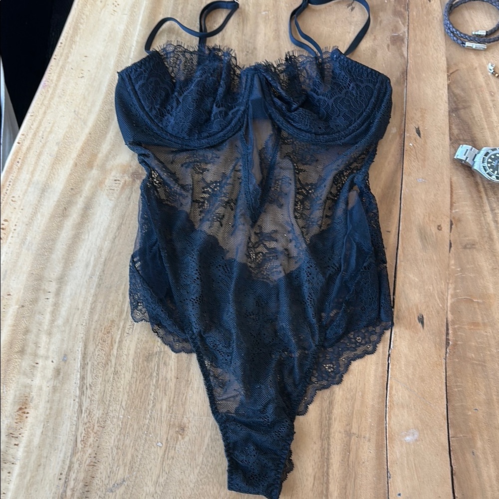 Victorias  secret Black Lace Bodysuit